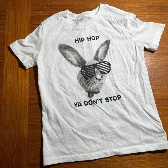 Old Navy Kids Bunny Hip Hop Ya Don't Stop White Short Sleeve Tee White S - Picture 1 of 2